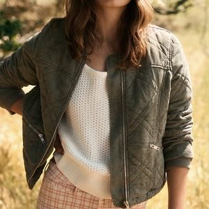 Anthropologie Valentina Quilted Bomber Jacket Size LP